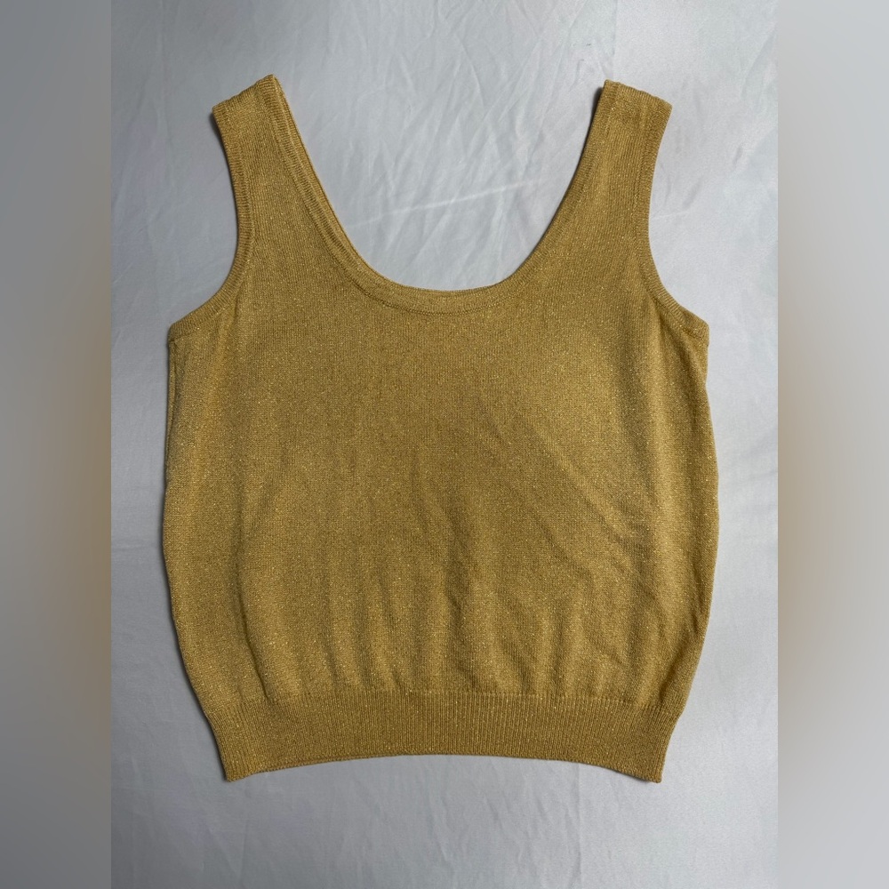 St John Basics Gold Knit Tank L Scoop Neck Sleeveless